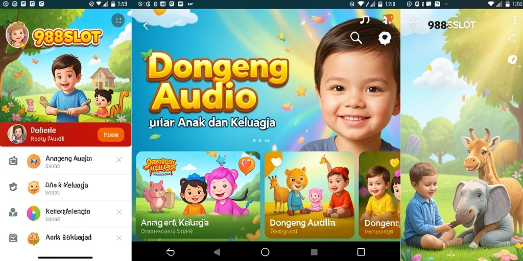 Antarmuka user-friendly 988SLOT untuk mendengarkan dongeng audio.