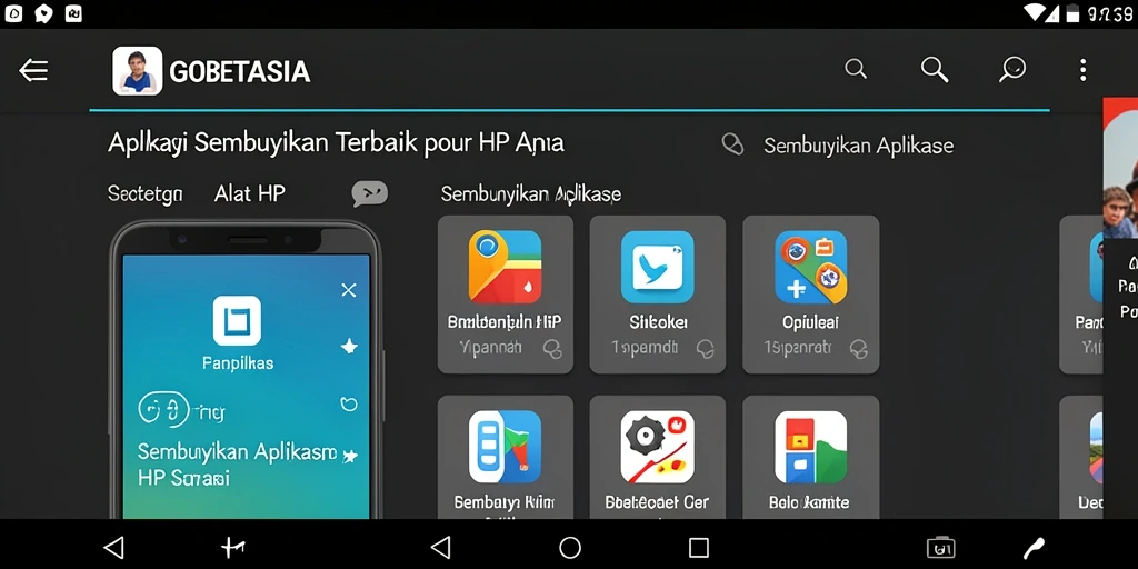 Tampilan antarmuka GOBETASIA untuk menyembunyikan aplikasi.