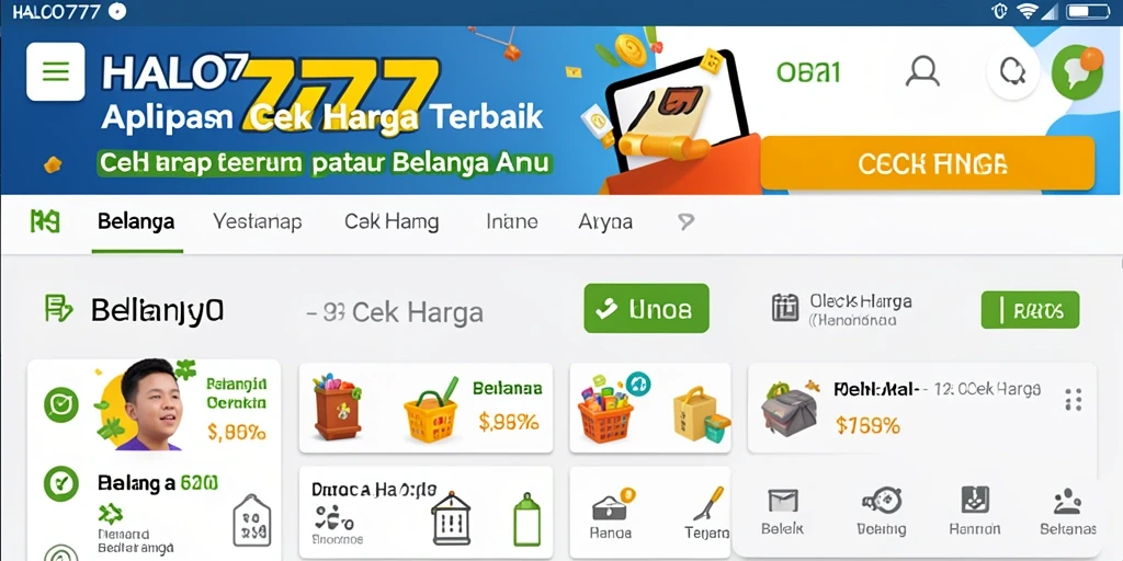 Tampilan antarmuka aplikasi Cek Harga HALO777 yang intuitif.