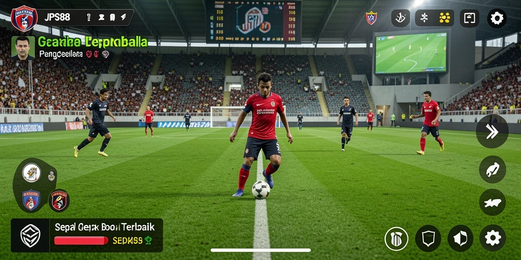 Antarmuka JPS88 yang menampilkan aksi sepak bola seru dan mendebarkan.