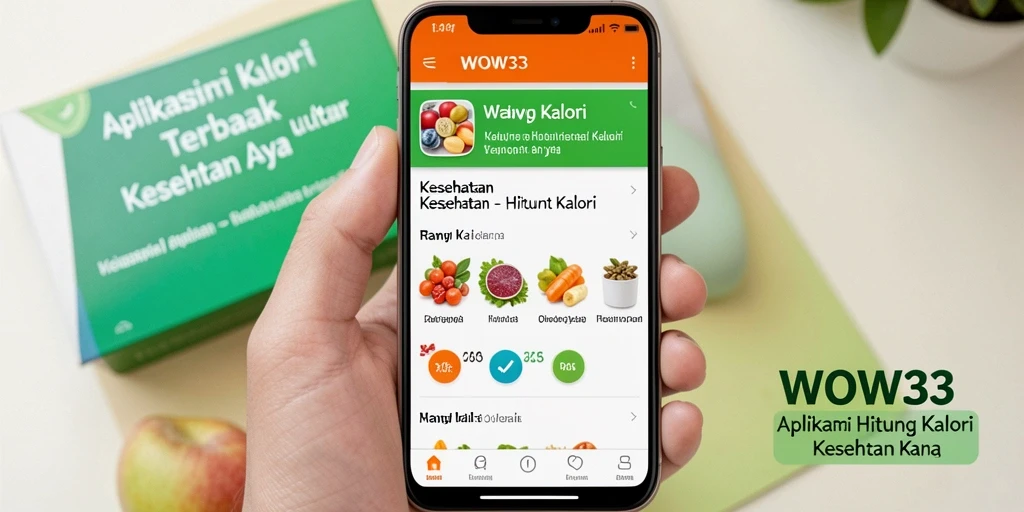 Screenshot utama WOW33 menunjukkan antarmuka penghitungan kalori secara jelas.